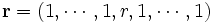 \mathbf{r}=(1, \cdots, 1, r, 1, \cdots, 1)